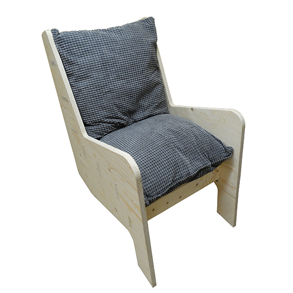 plywood chair with cushions