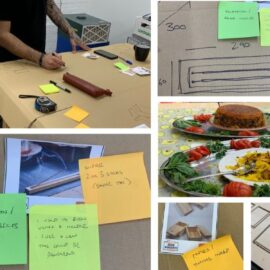 A montage of photos from the plywood with soul project including food, post it notes and woodworking projects